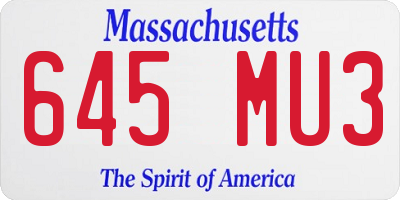MA license plate 645MU3