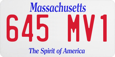 MA license plate 645MV1
