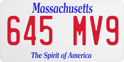 MA license plate 645MV9