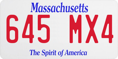 MA license plate 645MX4