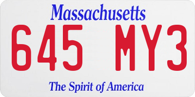 MA license plate 645MY3