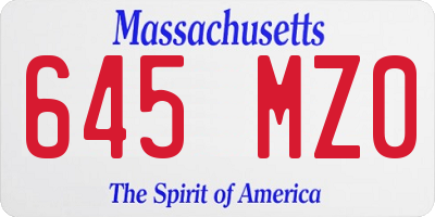 MA license plate 645MZ0
