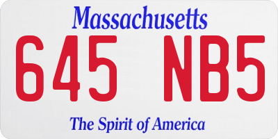 MA license plate 645NB5