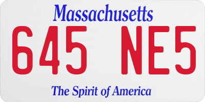 MA license plate 645NE5
