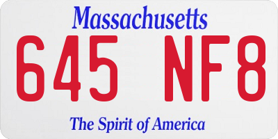 MA license plate 645NF8