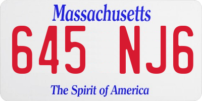 MA license plate 645NJ6
