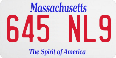 MA license plate 645NL9