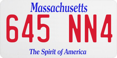 MA license plate 645NN4