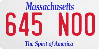 MA license plate 645NO0