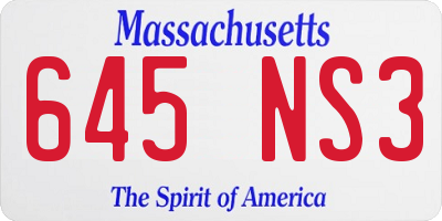 MA license plate 645NS3