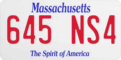MA license plate 645NS4
