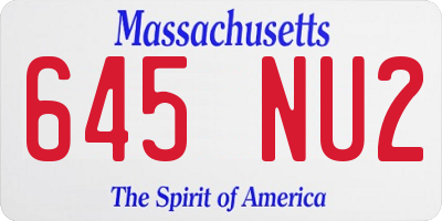MA license plate 645NU2