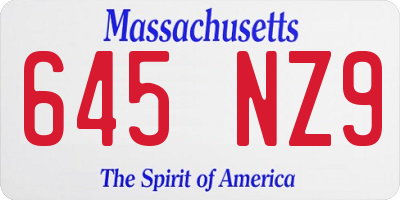 MA license plate 645NZ9