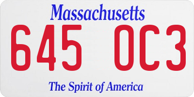 MA license plate 645OC3