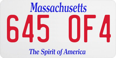 MA license plate 645OF4