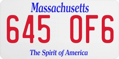MA license plate 645OF6