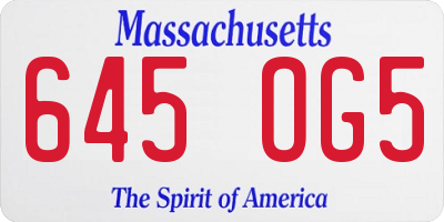 MA license plate 645OG5