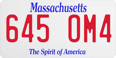MA license plate 645OM4