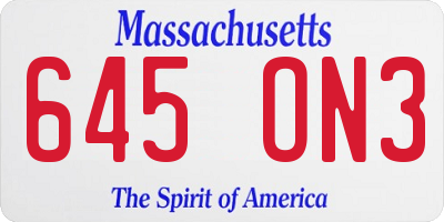 MA license plate 645ON3