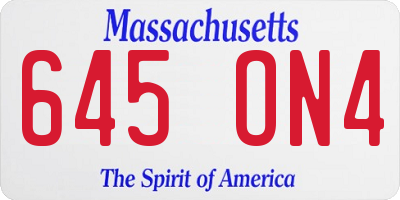 MA license plate 645ON4