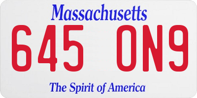 MA license plate 645ON9