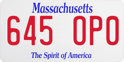 MA license plate 645OP0