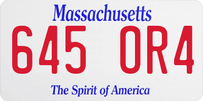 MA license plate 645OR4