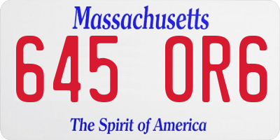 MA license plate 645OR6