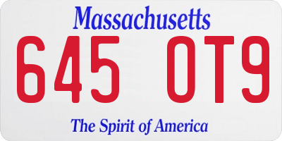 MA license plate 645OT9