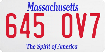 MA license plate 645OV7