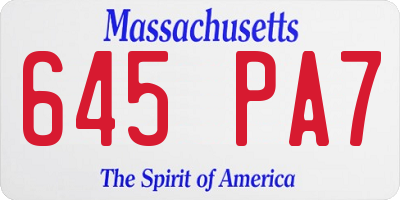 MA license plate 645PA7
