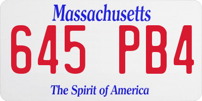 MA license plate 645PB4