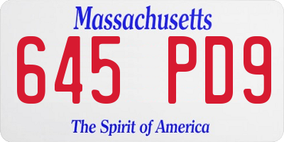 MA license plate 645PD9