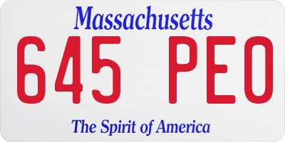 MA license plate 645PE0