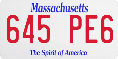 MA license plate 645PE6