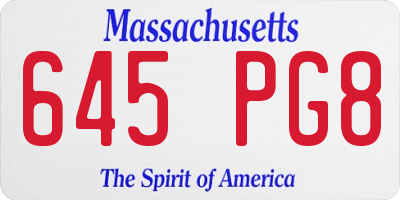 MA license plate 645PG8
