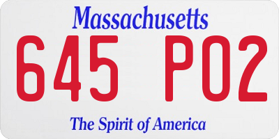MA license plate 645PO2