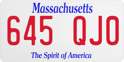 MA license plate 645QJ0