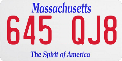 MA license plate 645QJ8