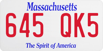 MA license plate 645QK5