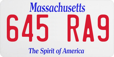 MA license plate 645RA9