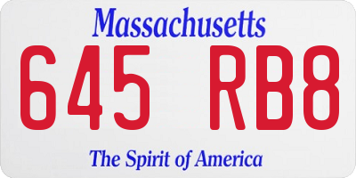 MA license plate 645RB8
