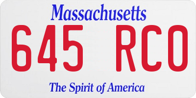 MA license plate 645RC0