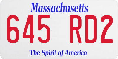 MA license plate 645RD2