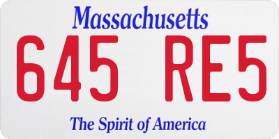 MA license plate 645RE5