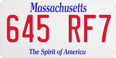 MA license plate 645RF7