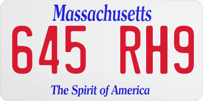 MA license plate 645RH9