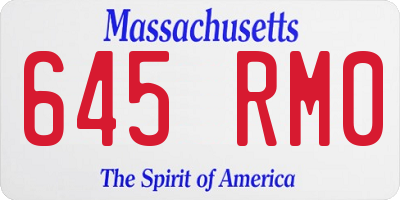 MA license plate 645RM0