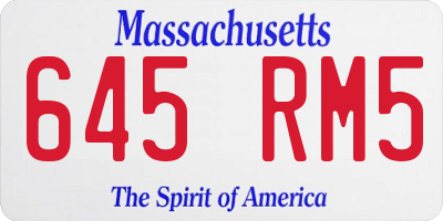 MA license plate 645RM5