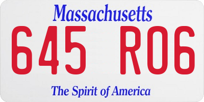 MA license plate 645RO6